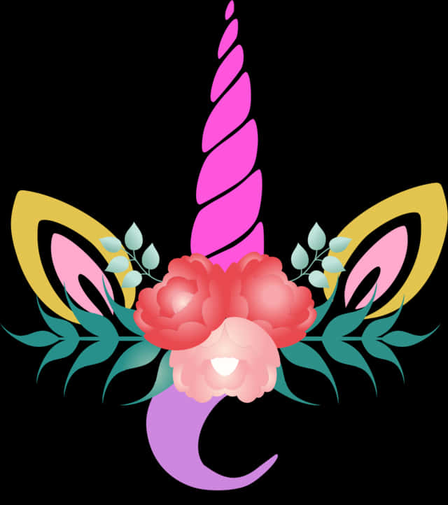 Floral Unicorn Graphic PNG