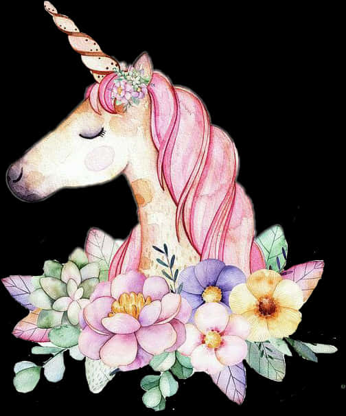 Floral_ Unicorn_ Illustration.png PNG