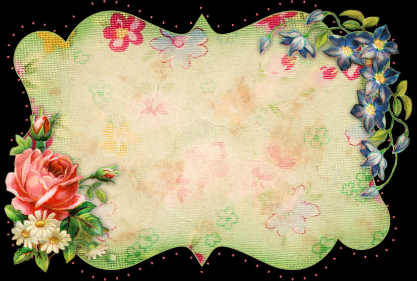 Floral Vintage Frame Design PNG