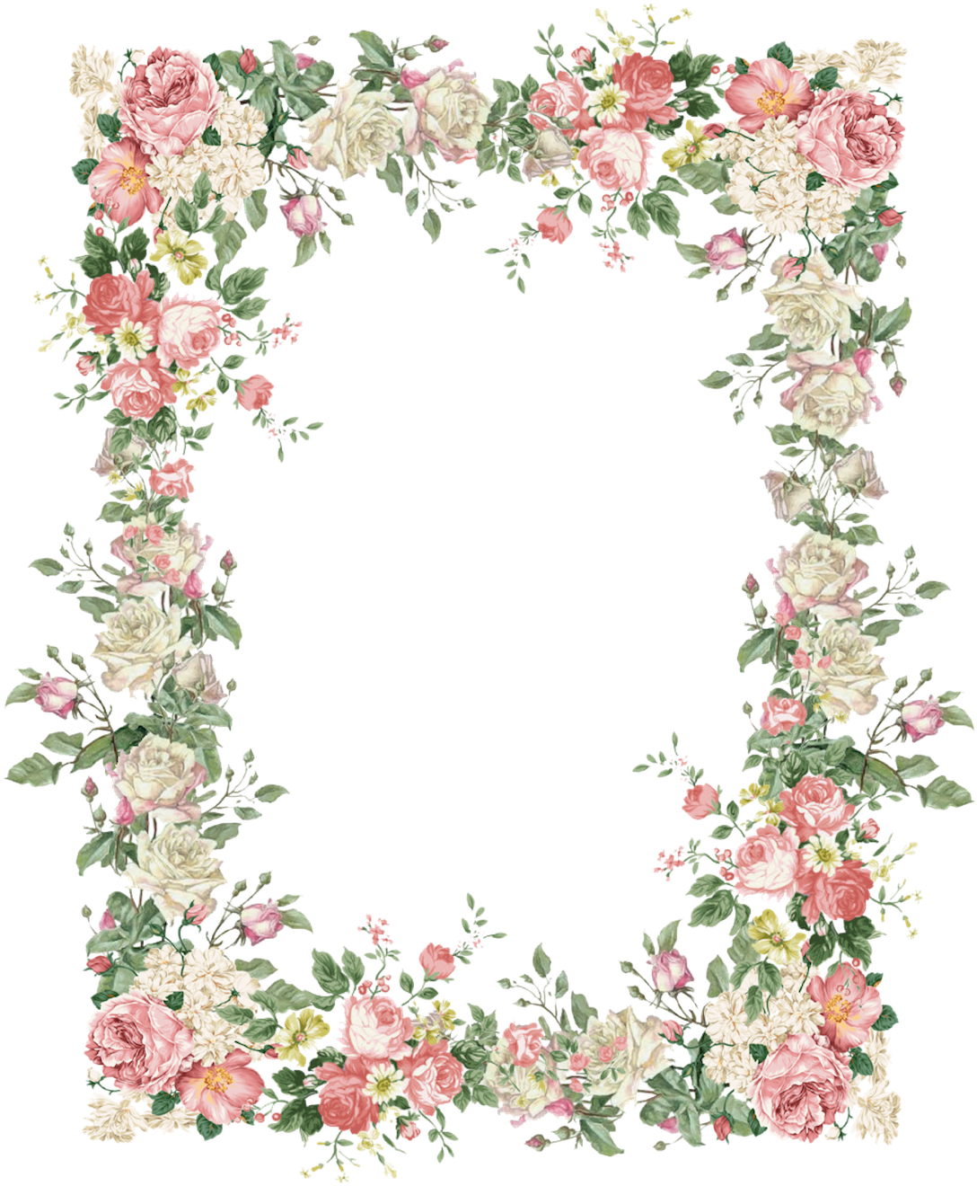 Floral Vintage Frame Design PNG