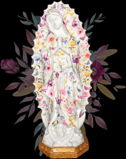 Floral Virgen De Guadalupe Statue PNG
