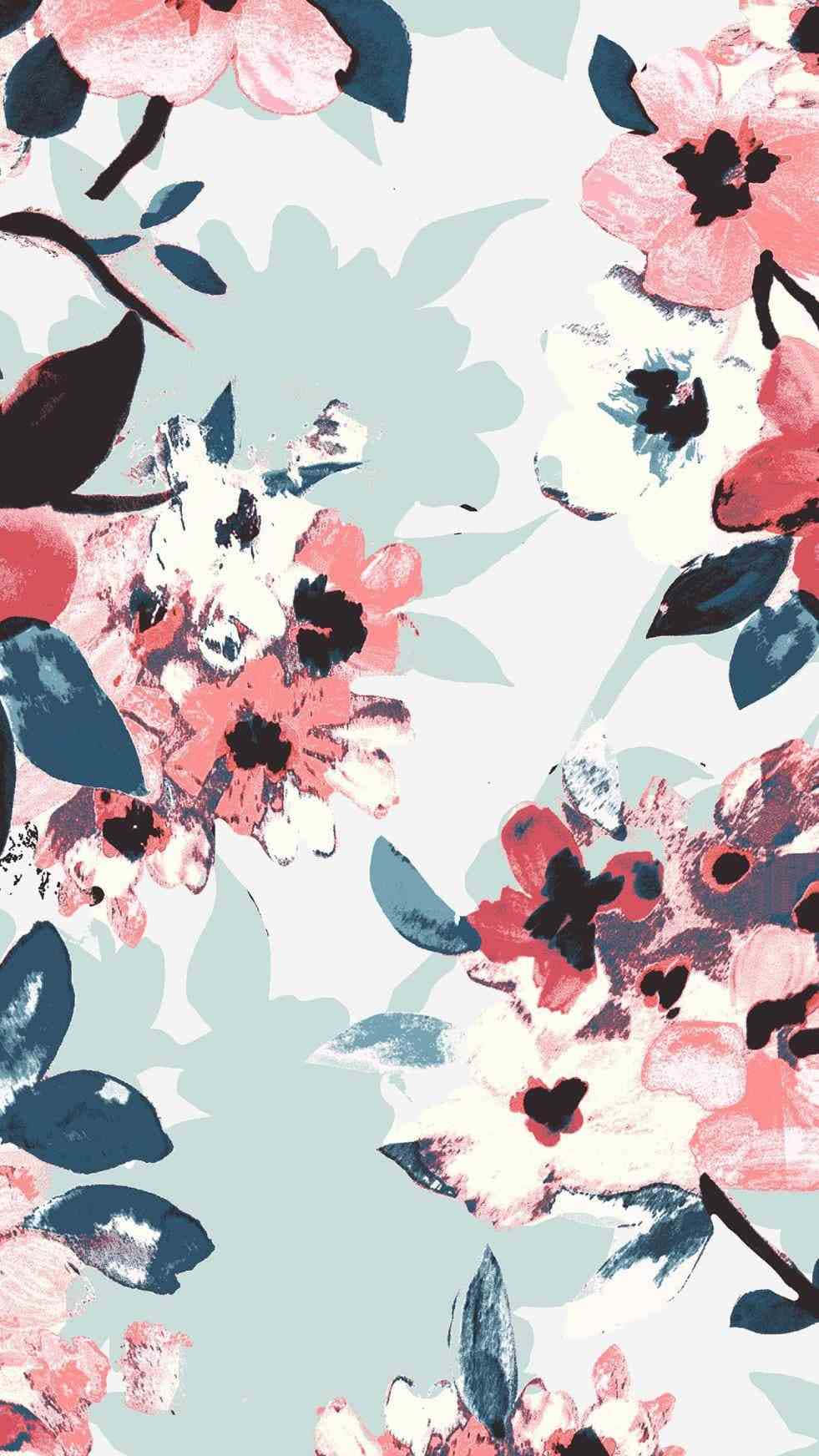 A Pink And Blue Floral Pattern