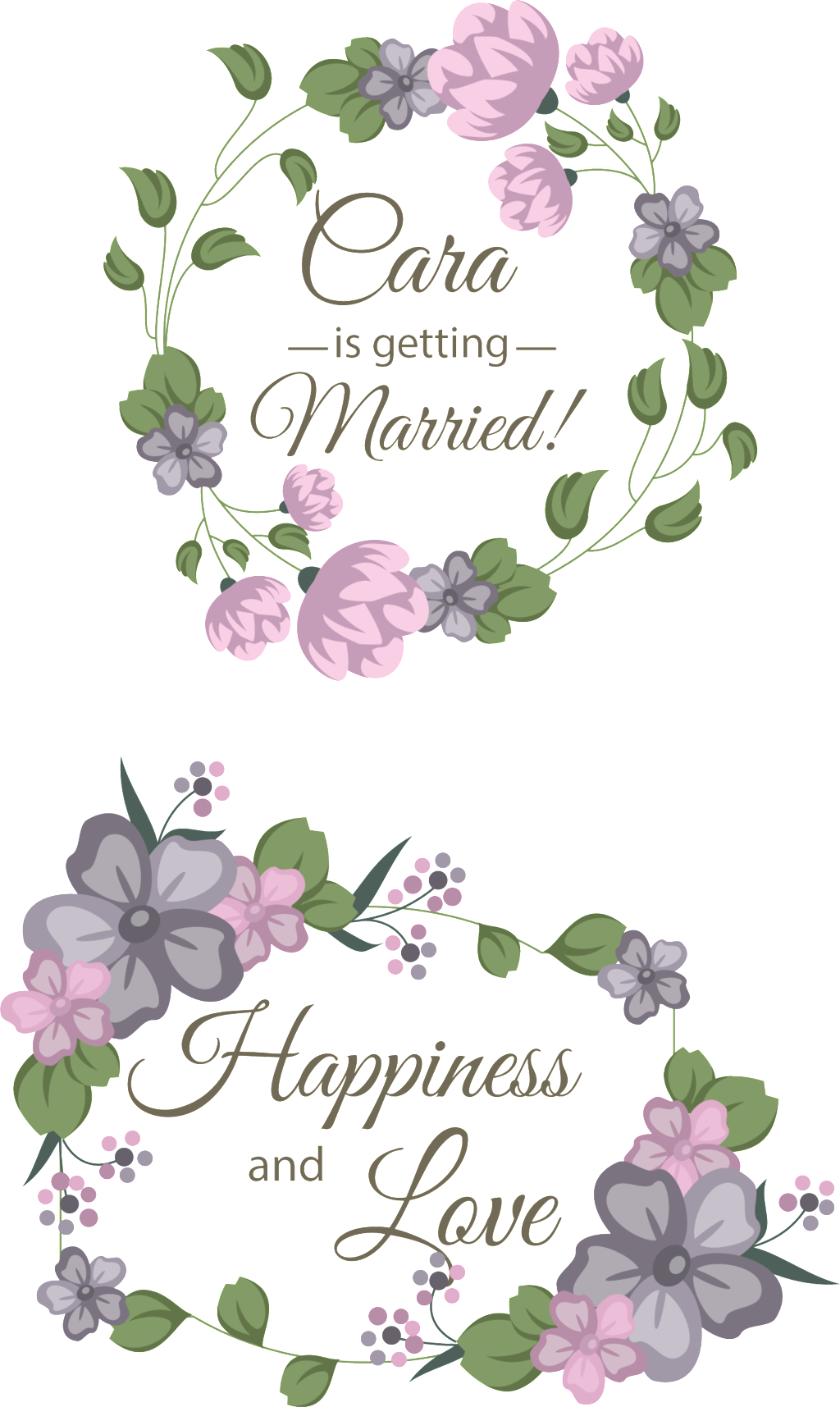 Floral Wedding Announcement Graphic PNG