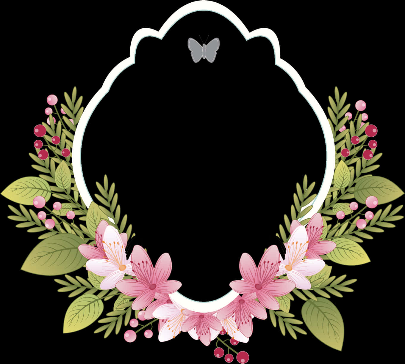 Floral Wedding Frame Clipart PNG