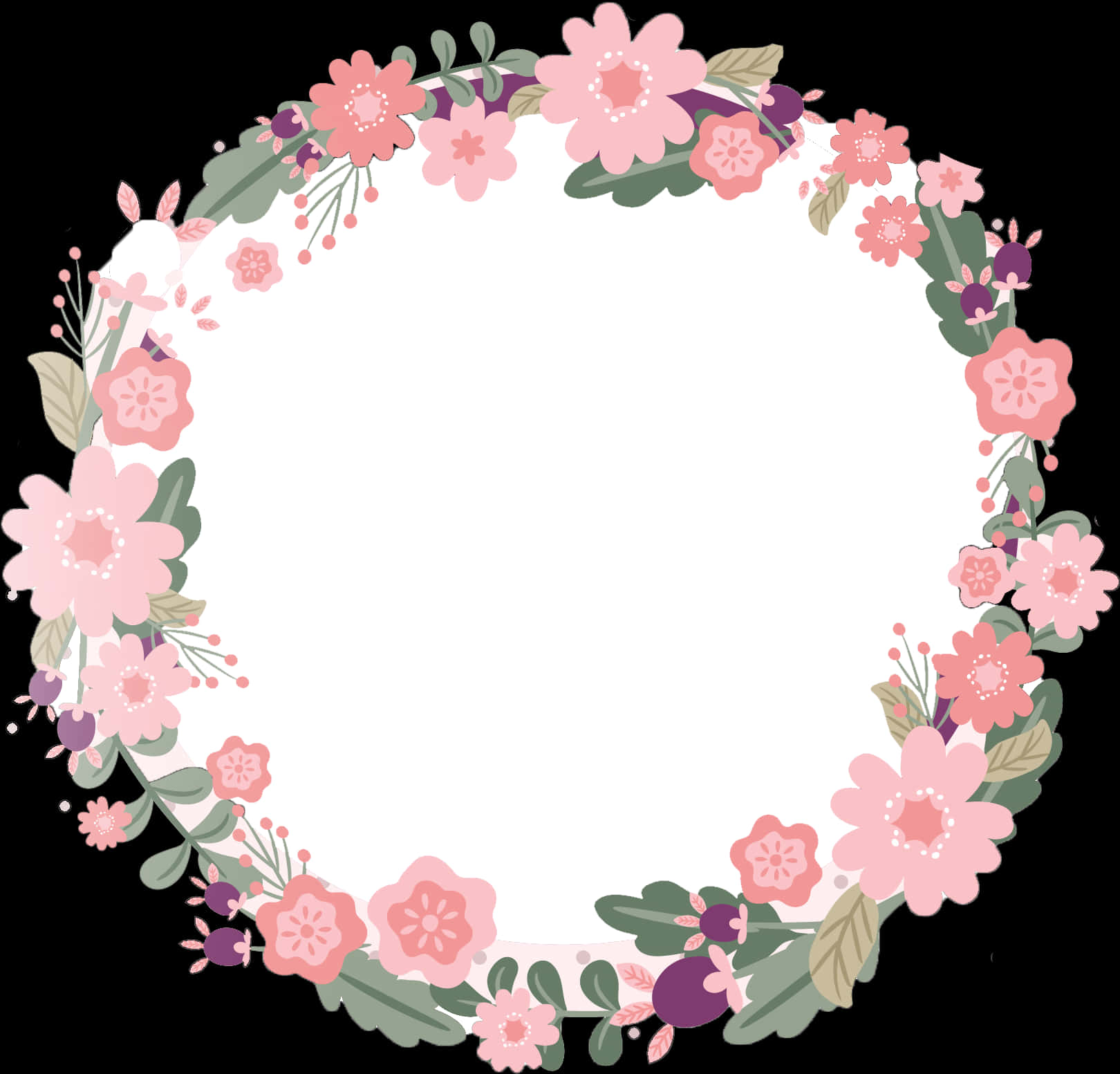 Floral Wedding Invitation Border Design PNG