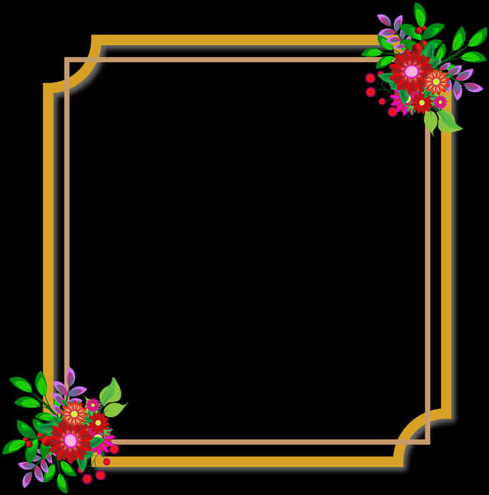 Floral Wedding Invitation Border Design PNG