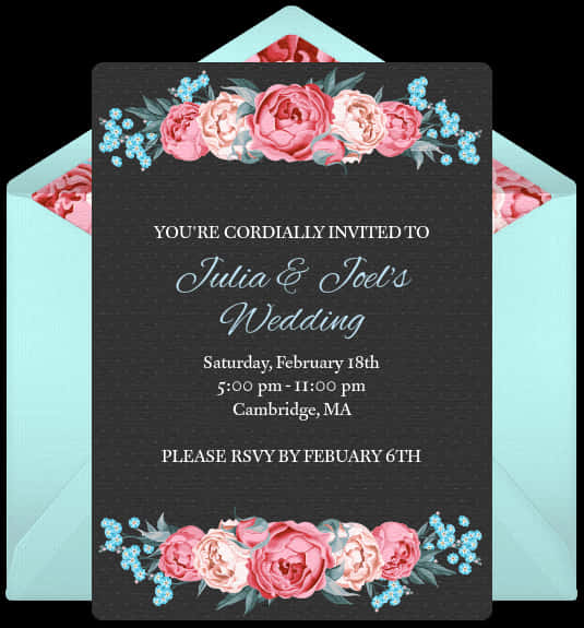 Floral Wedding Invitation Card PNG