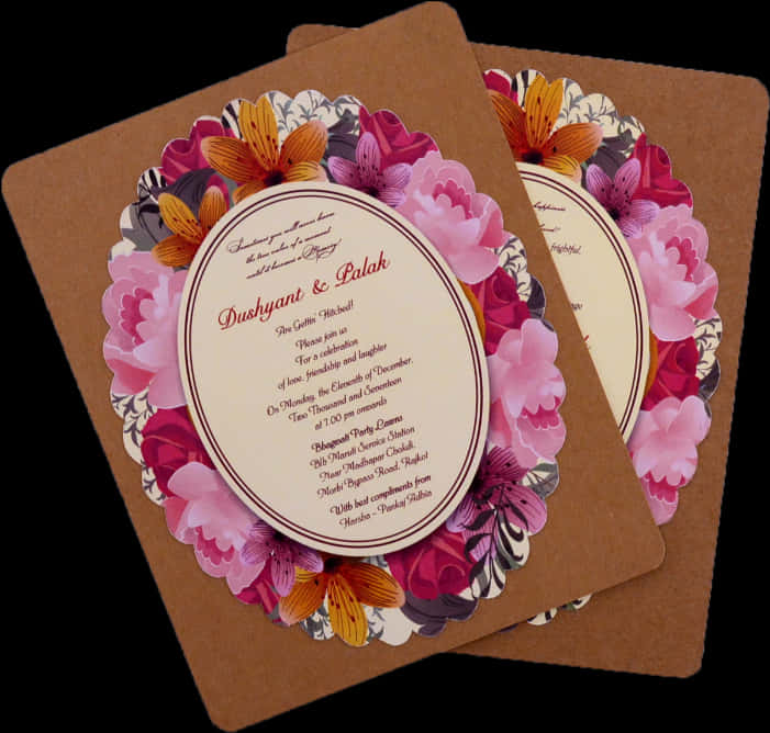 Floral Wedding Invitation Card Design PNG