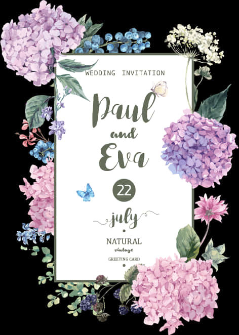 Floral Wedding Invitation Design PNG