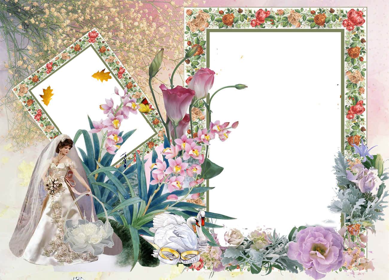 Floral_ Wedding_ Photo_ Frame Wallpaper