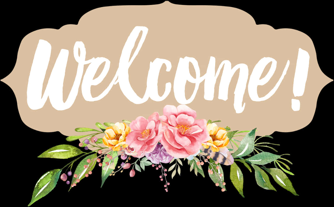 Floral Welcome Sign PNG