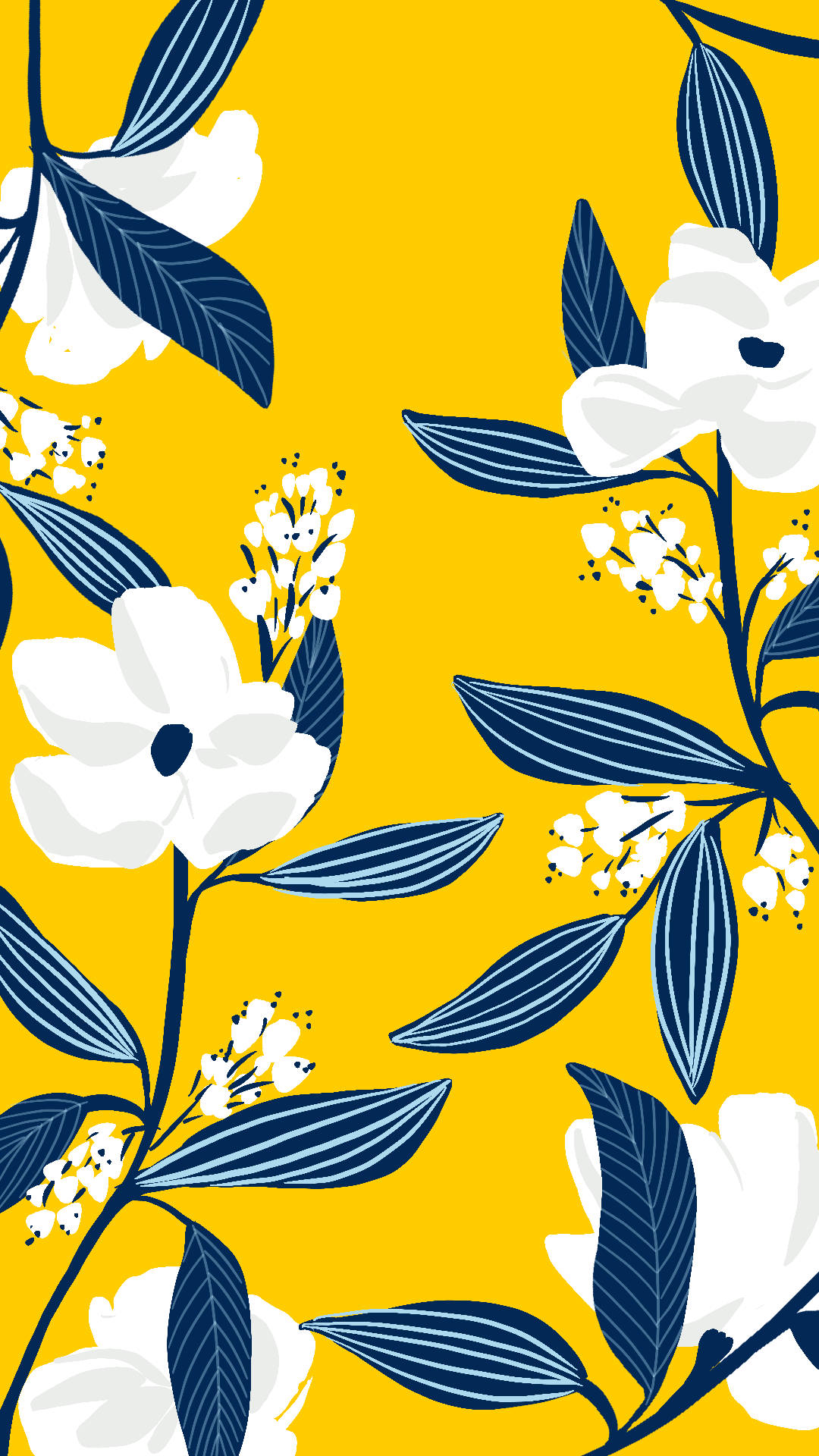 Blomstrethvid Blå Telefon Wallpaper