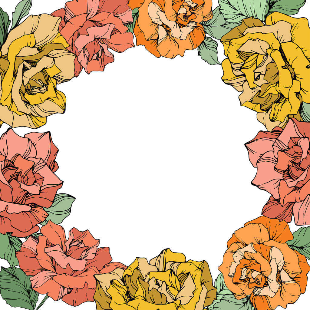 Elegant Floral Wreath on a Pastel Background Wallpaper