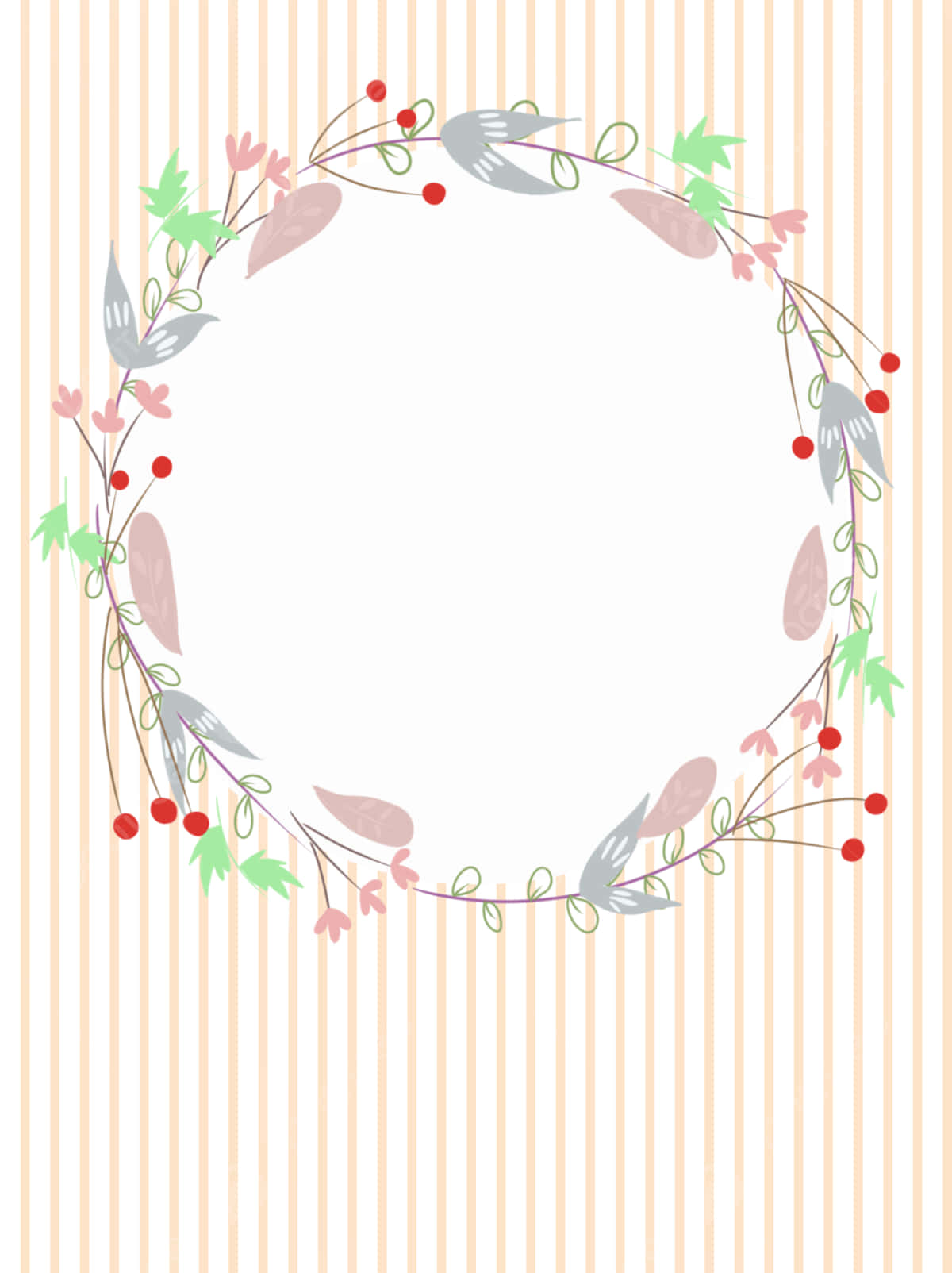 Colorful Floral Wreath on White Background Wallpaper