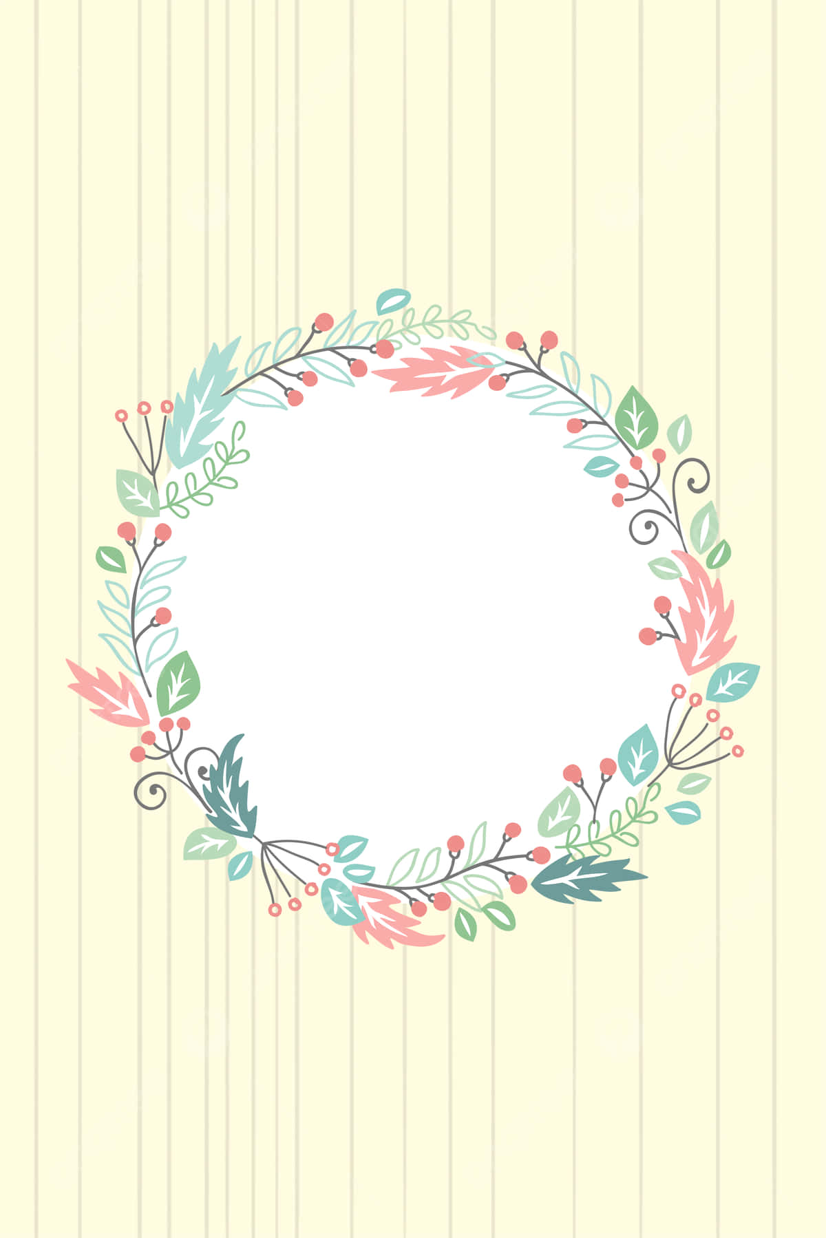 Elegant Floral Wreath on a White Background Wallpaper