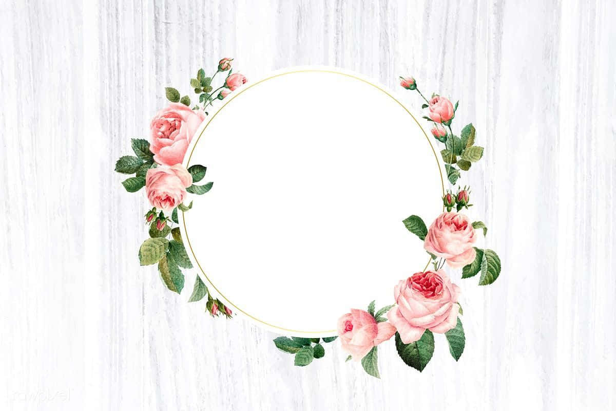 Beautiful Floral Wreath on a Blue Background Wallpaper