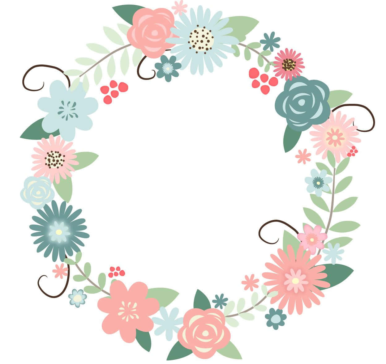 Elegant Floral Wreath on a Dark Background Wallpaper