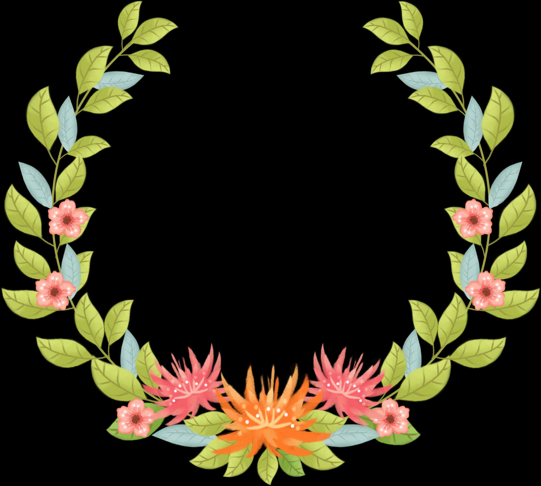 Floral_ Wreath_ Border_ Design PNG