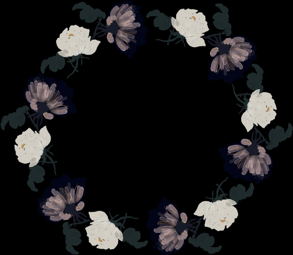 Floral Wreath Dark Background PNG