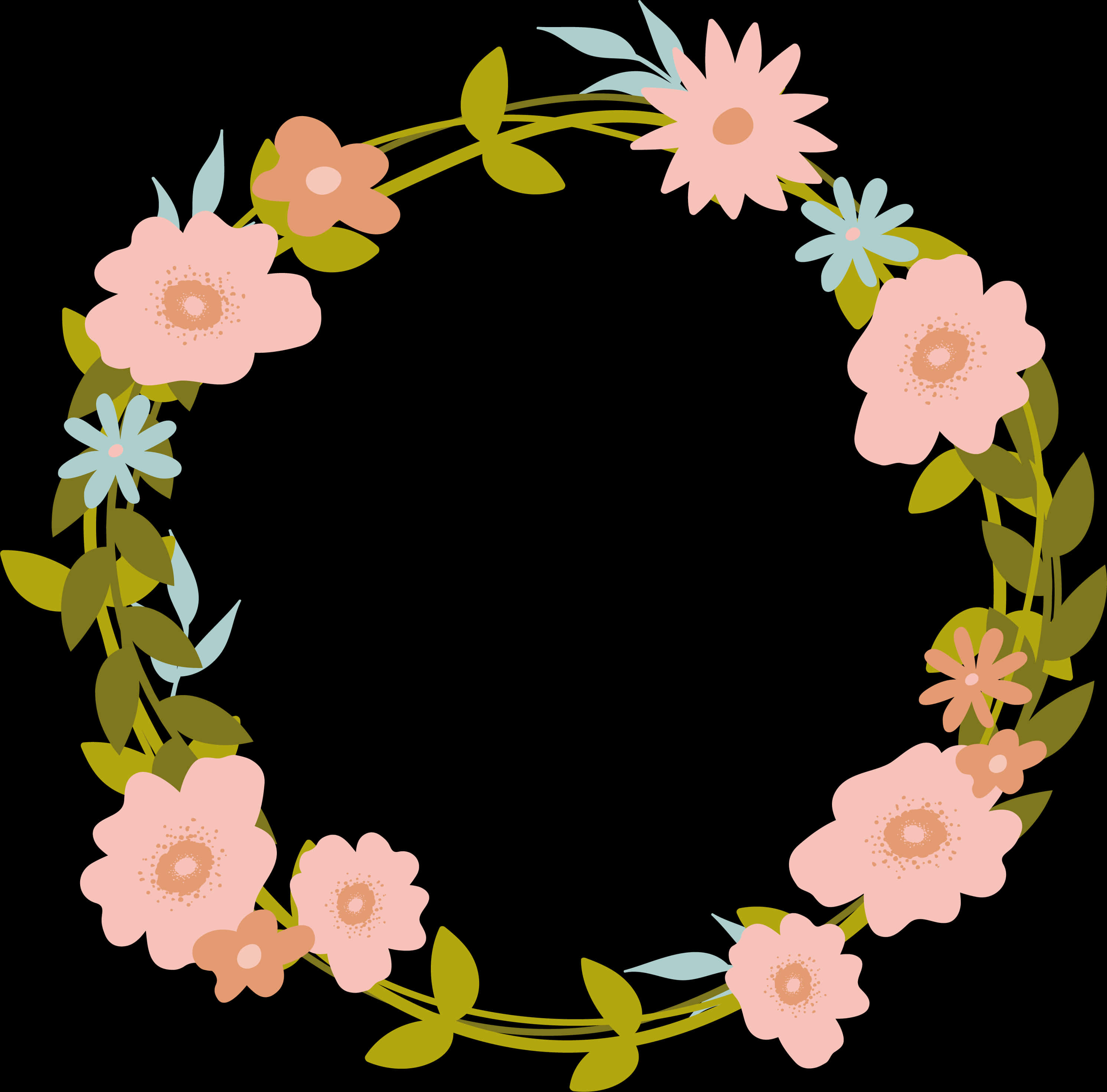 Floral Wreath Graphic Design PNG