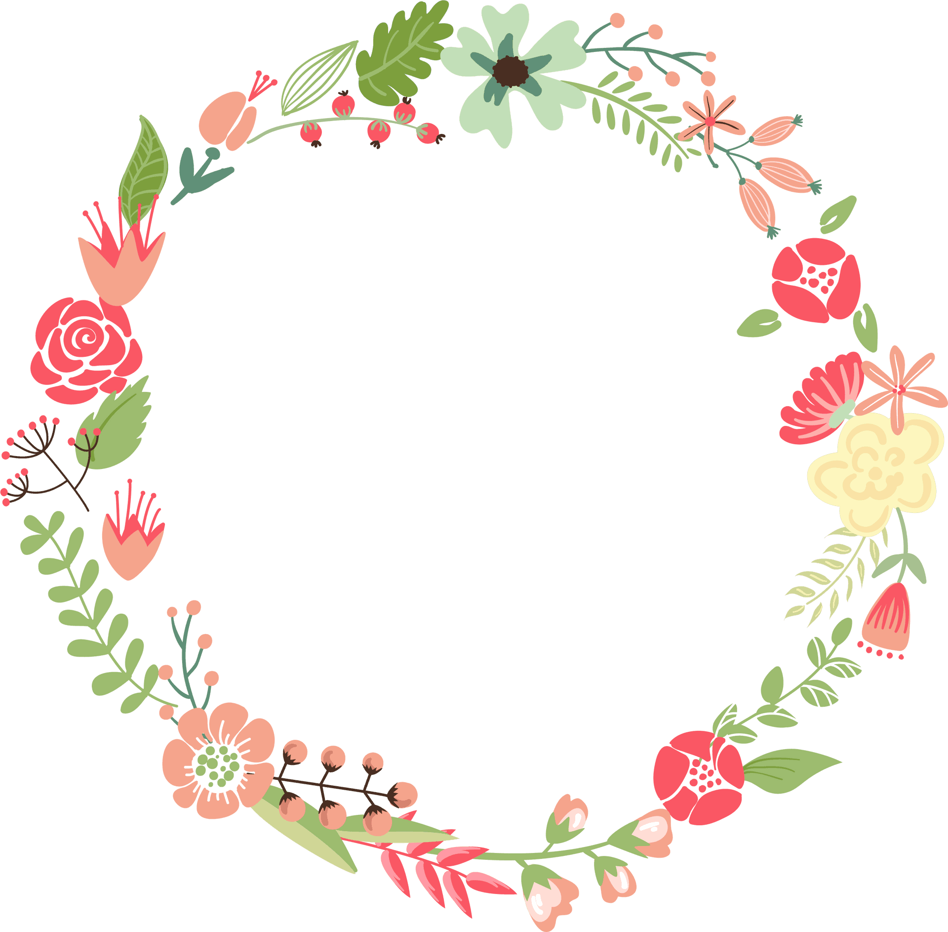 Floral Wreath Illustration PNG