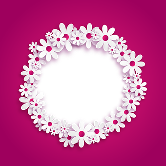Floral_ Wreath_on_ Magenta_ Background PNG