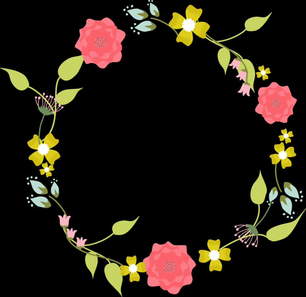 Floral Wreath Vector Design PNG
