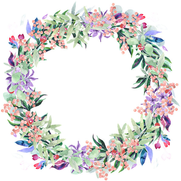 Floral Wreath Watercolor Design PNG