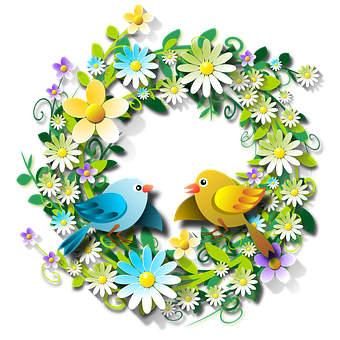 Floral_ Wreath_with_ Birds_ Vector PNG