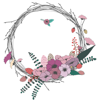 Floral_ Wreath_with_ Butterfly_ Vector PNG