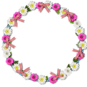 Floral_ Wreath_with_ Pink_ Bows PNG