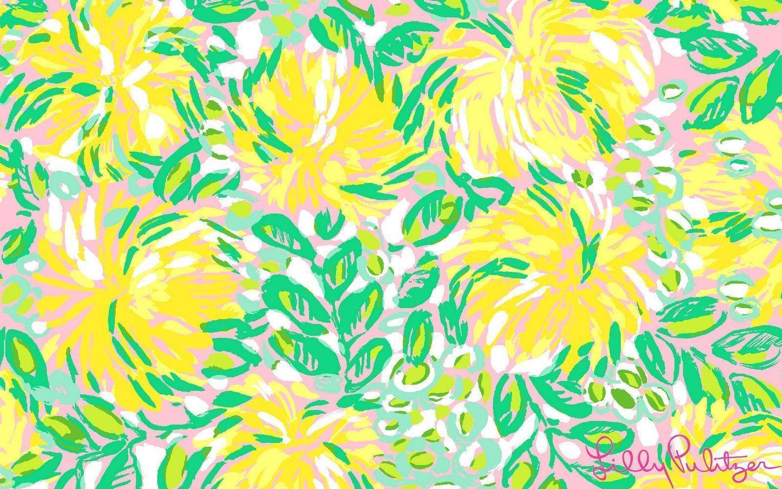 Floral Yellow Lilly Pulitzer Desktop Wallpaper