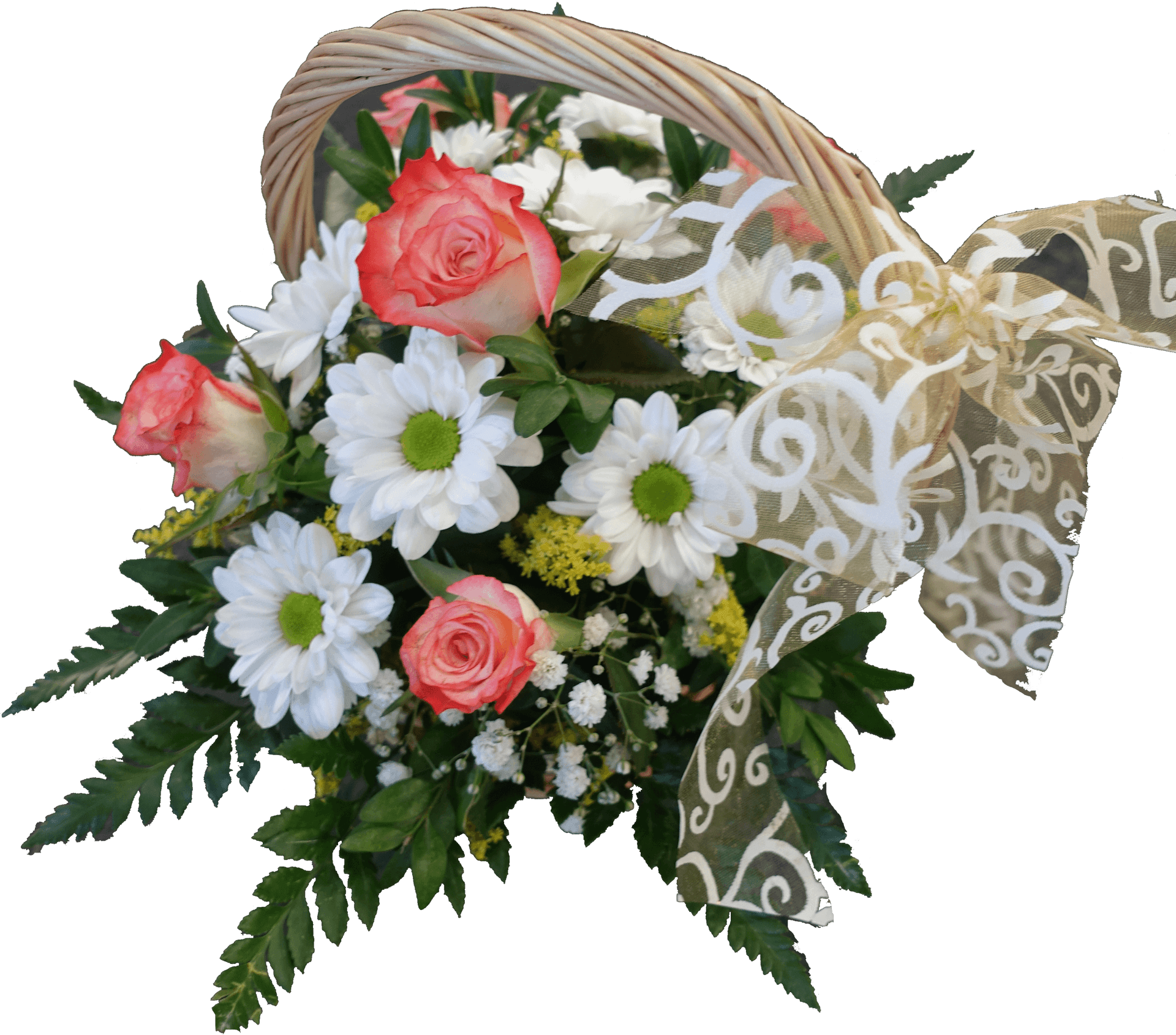 Floral_ Basket_with_ Chrysanthemums_and_ Roses.png PNG
