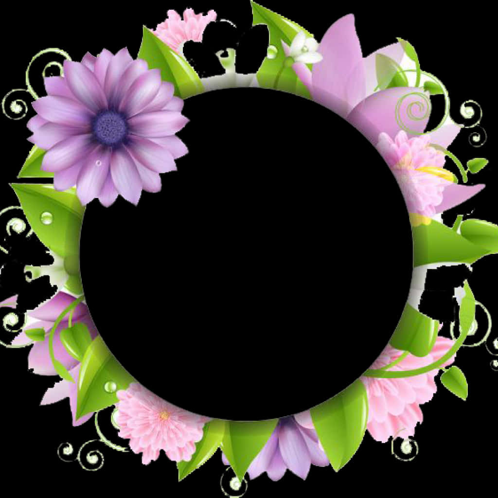 Floral_ Circle_ Frame_ P N G PNG
