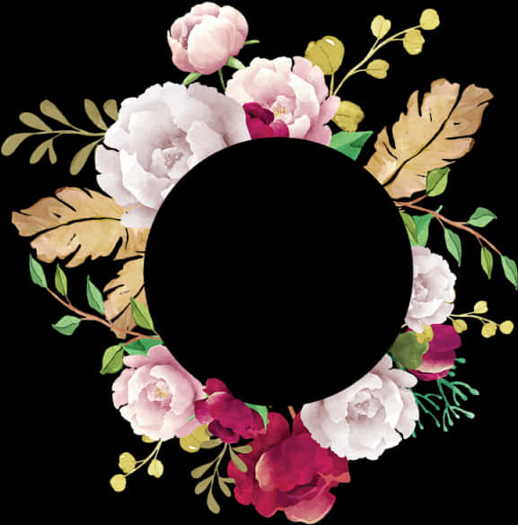 Floral_ Circle_ Frame_ Vector PNG