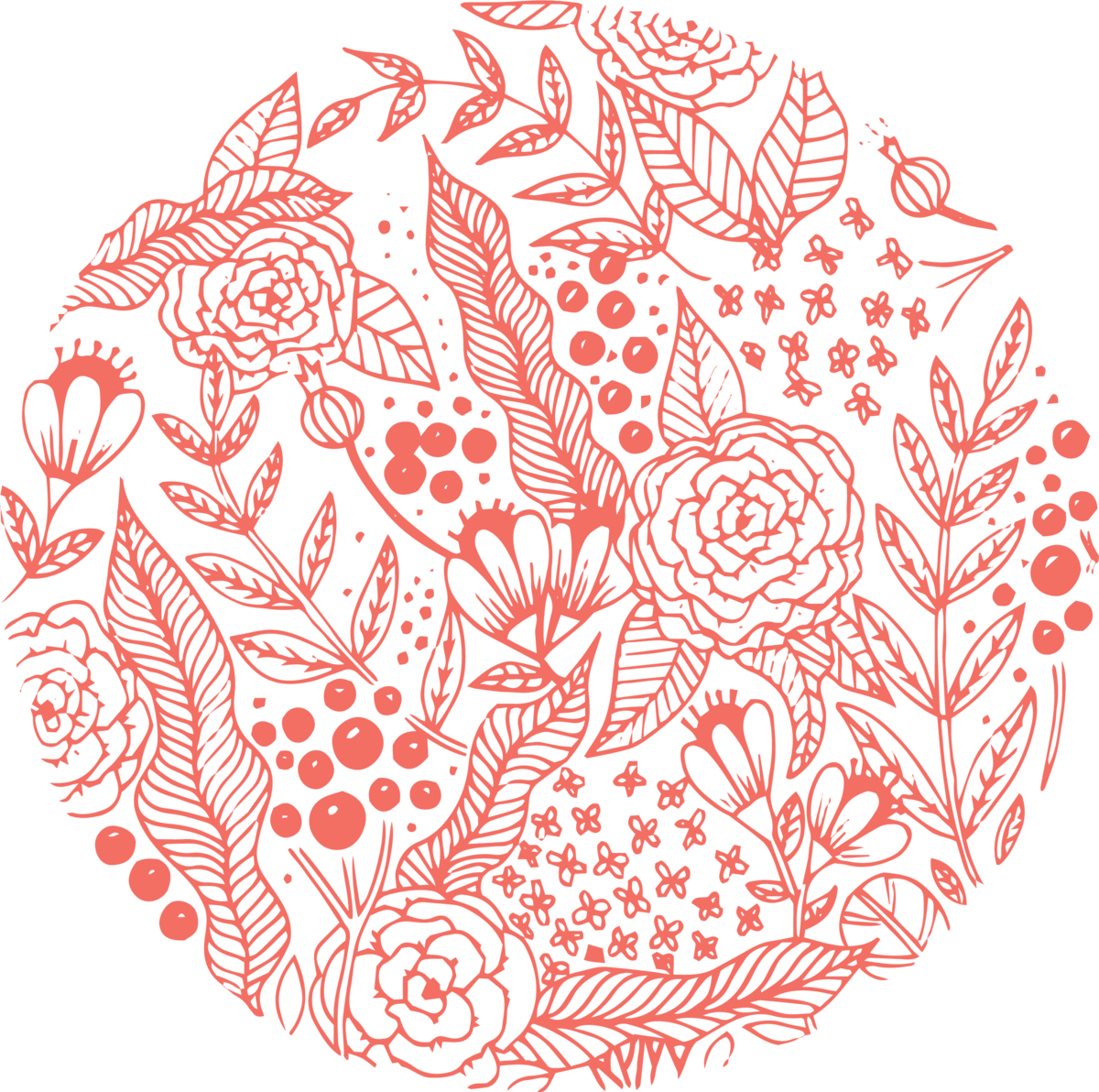 Floral_ Circle_ Pattern_ Red_on_ Blue PNG