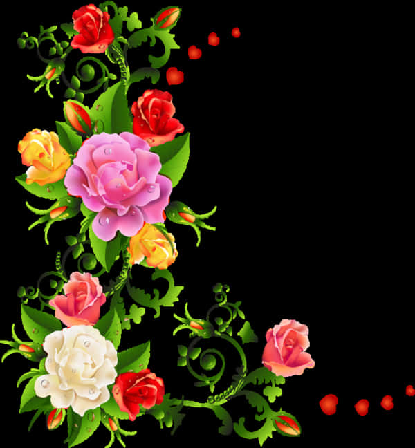 Floral_ Corner_ Border_ Design PNG