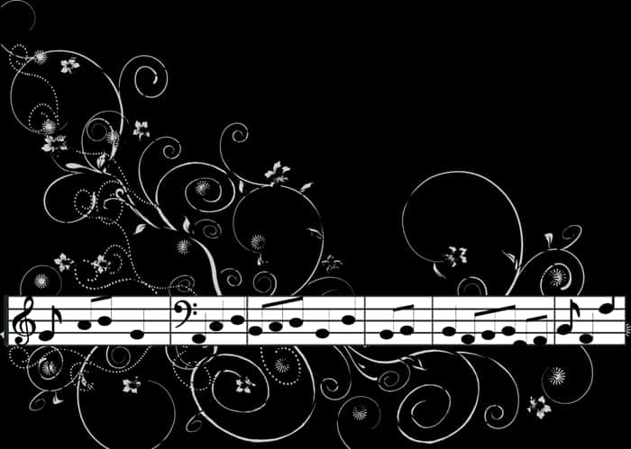 Floral_ Musical_ Notes_ Background PNG