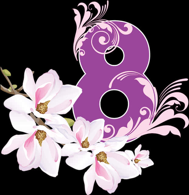 Floral_ Number_ Eight_ Graphic PNG