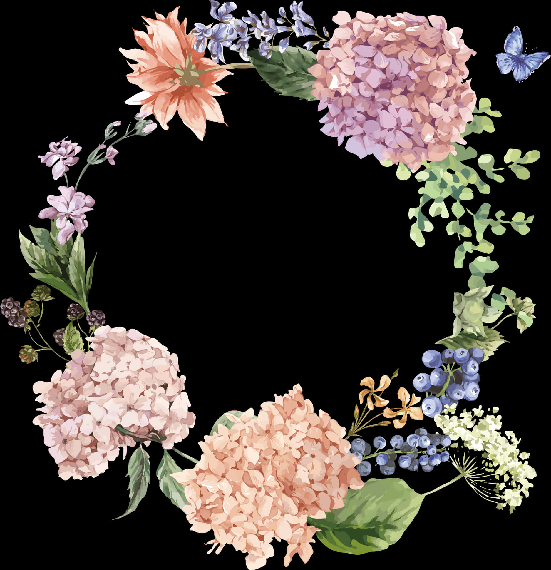 Floral_ Wreath_ Vector_ Art PNG