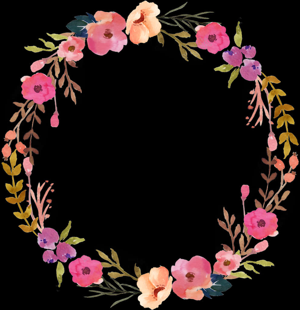 Floral_ Wreath_ Watercolor_ Vector PNG