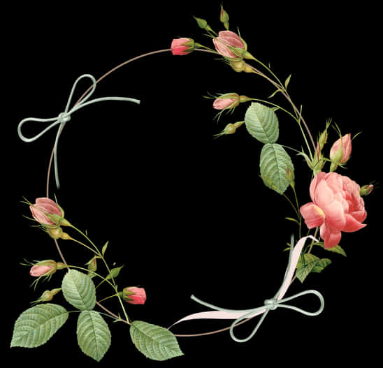 Floral_ Wreath_with_ Ribbon_ Accent PNG