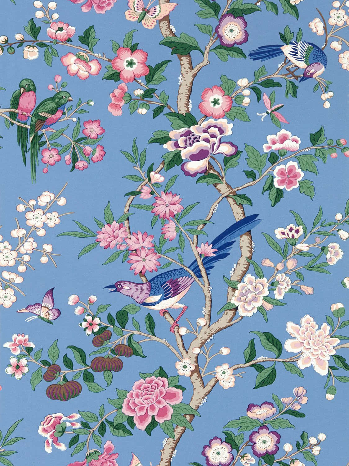 Floraland Bird Pattern Design Wallpaper