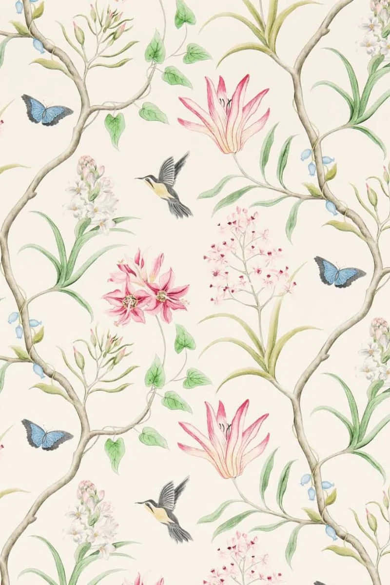 Floraland Bird Pattern Wallpaper Wallpaper