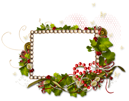 Floraland Pearl Decorative Frame PNG