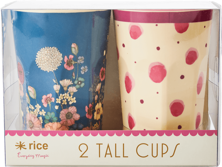 Floraland Polka Dot Tall Cups Packaging PNG