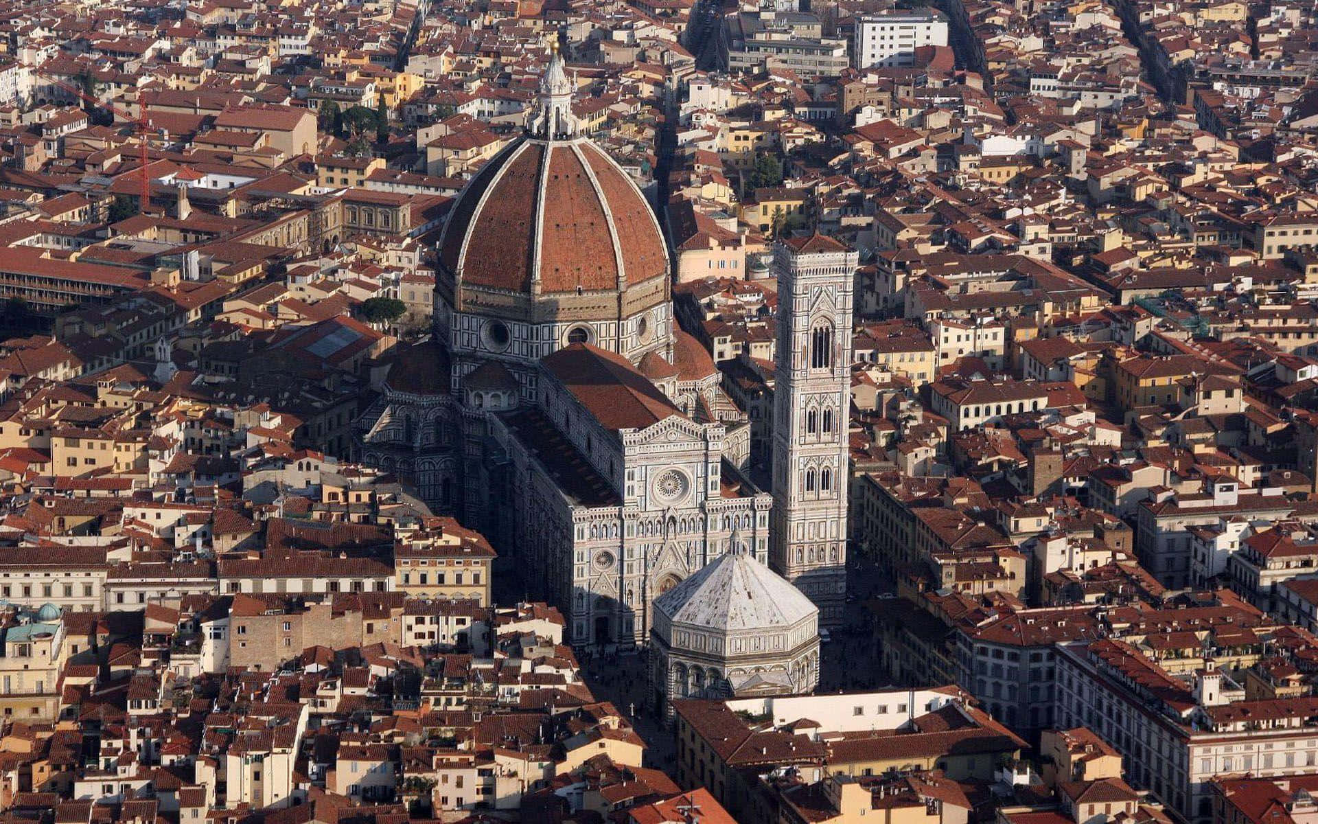 Vistaaérea De La Catedral De Florencia En La Ciudad. Fondo de pantalla