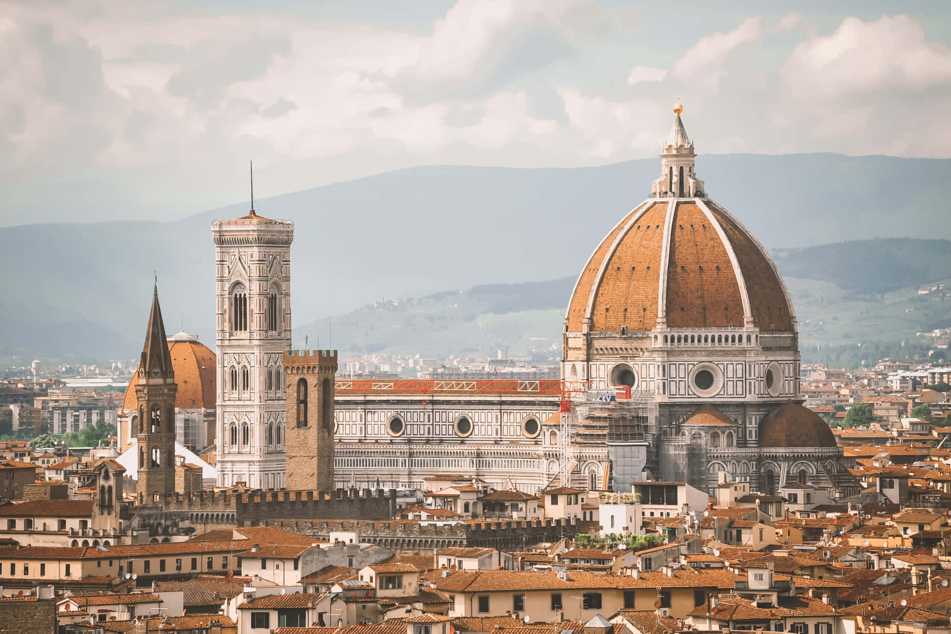 Florence-domkirken Italien Smuk Udsigt Skrivebordsbaggrund Wallpaper