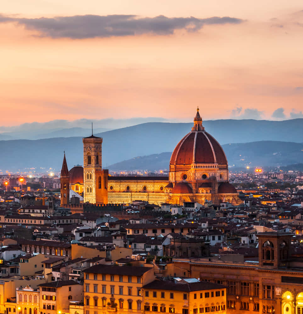 Florence Cathedral Sunset Lights Italy Wallpaper