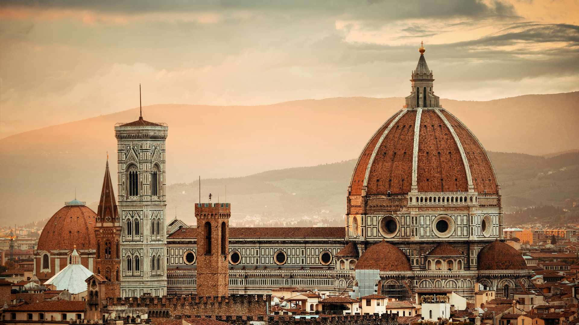 Vistaexterna Do Topo Da Catedral De Florença. Papel de Parede